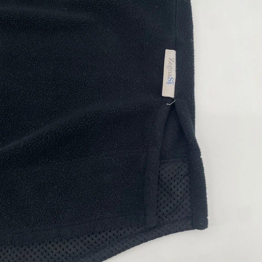 Zegna Sport Fleece Pullover Mens L Black Quarter Zip Mock Neck Luxury Sportswear